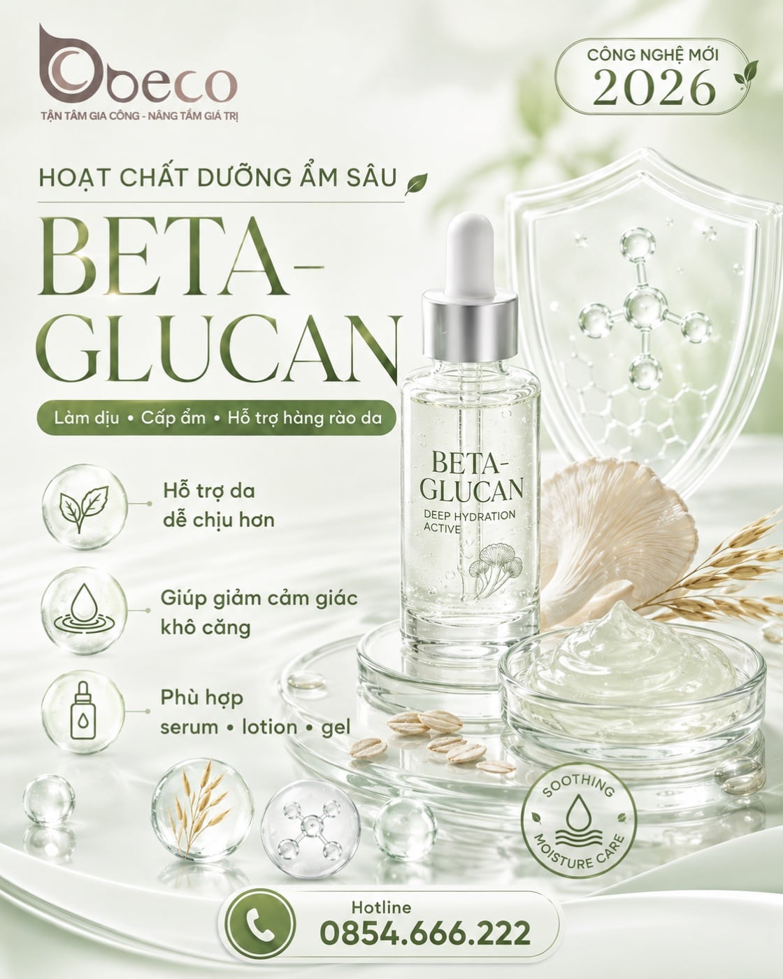Thẻ Beta-Glucan — thẻ nhóm dưỡng ẩm sâu trong bộ bộ thẻ hoạt chất dưỡng ẩm sâu của BECO