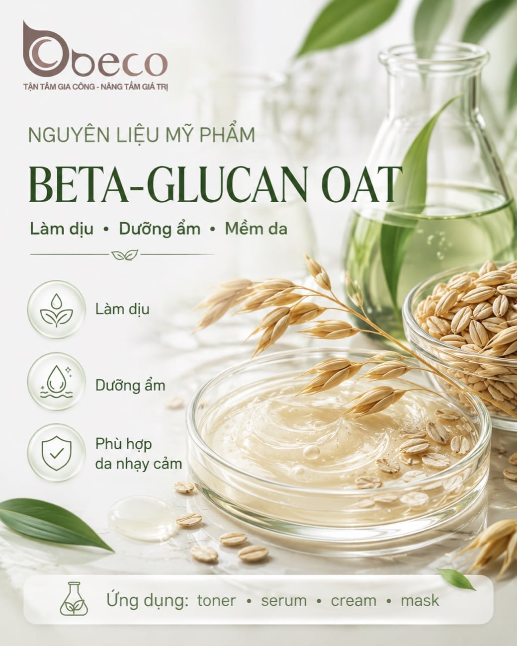 Nguyên liệu Beta-Glucan chiết từ yến mạch trong danh mục của BECO
