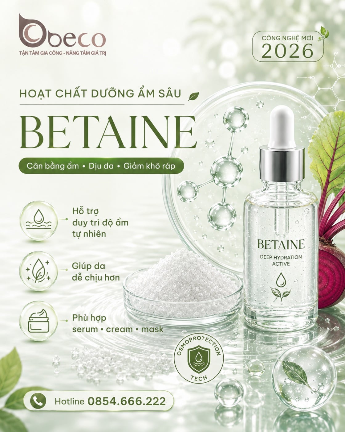Nguyên liệu Betaine trong danh mục nguyên liệu của BECO