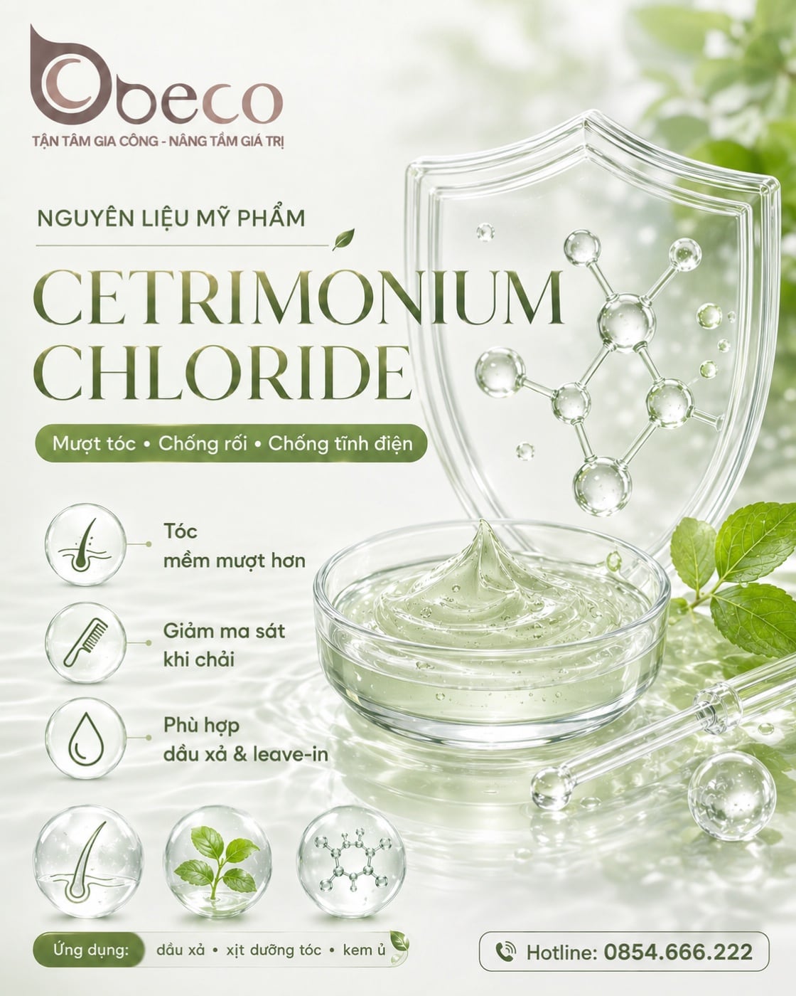 Nguyên liệu Cetrimonium Chloride trong danh mục nguyên liệu của BECO