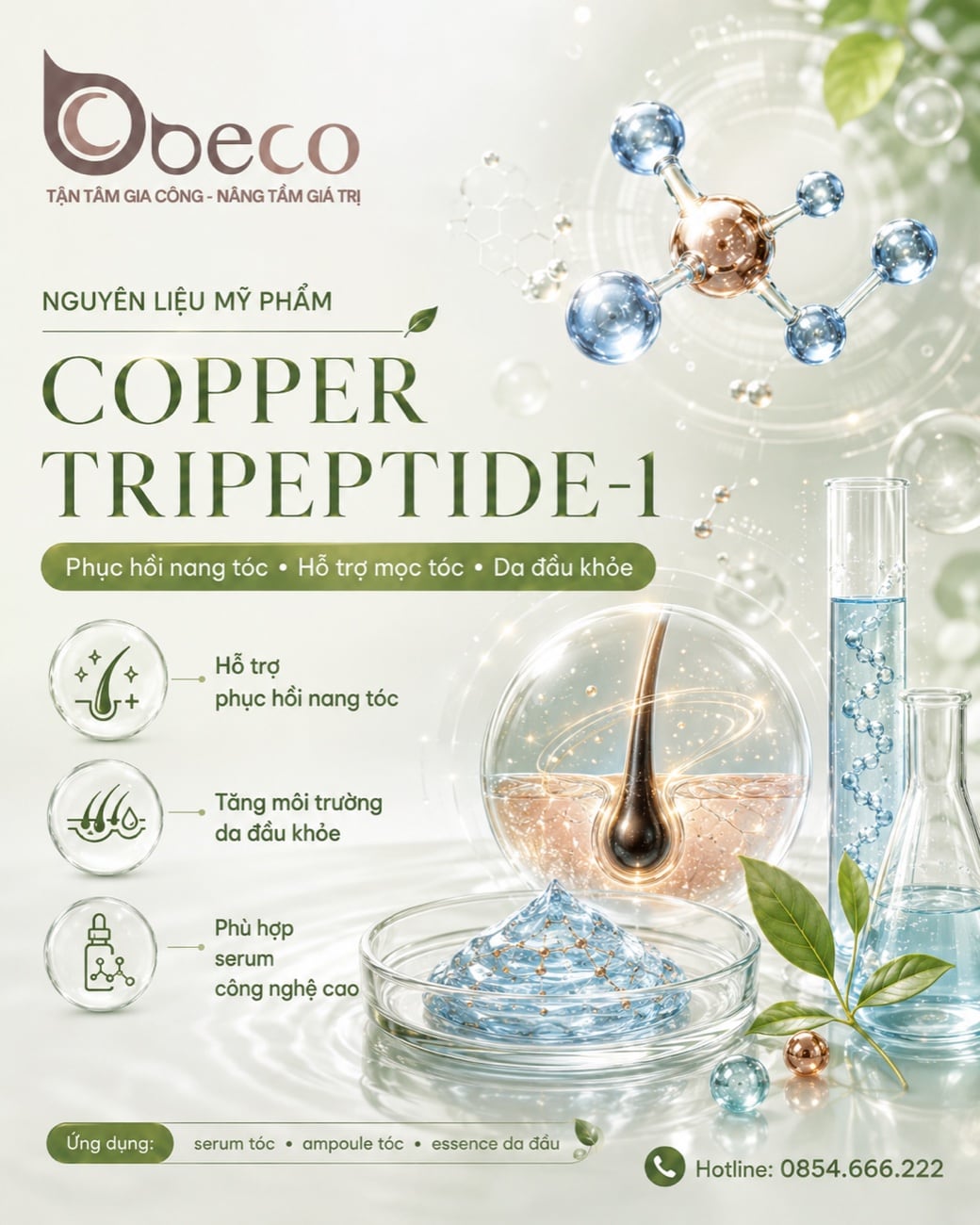Nguyên liệu Copper Tripeptide-1 trong danh mục của BECO