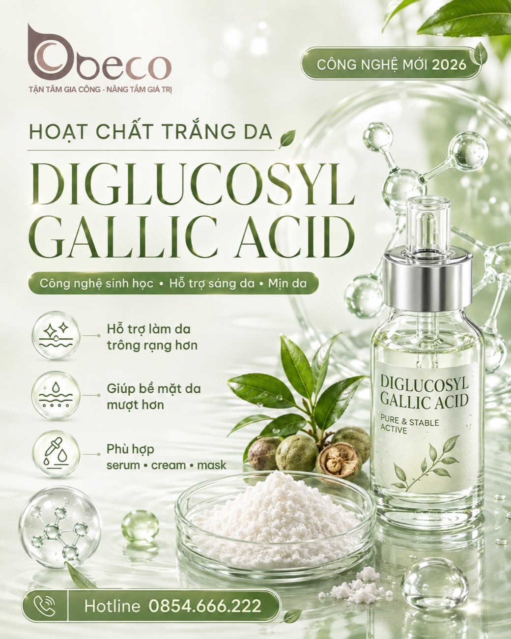 Nguyên liệu Diglucosyl Gallic Acid trong danh mục của BECO