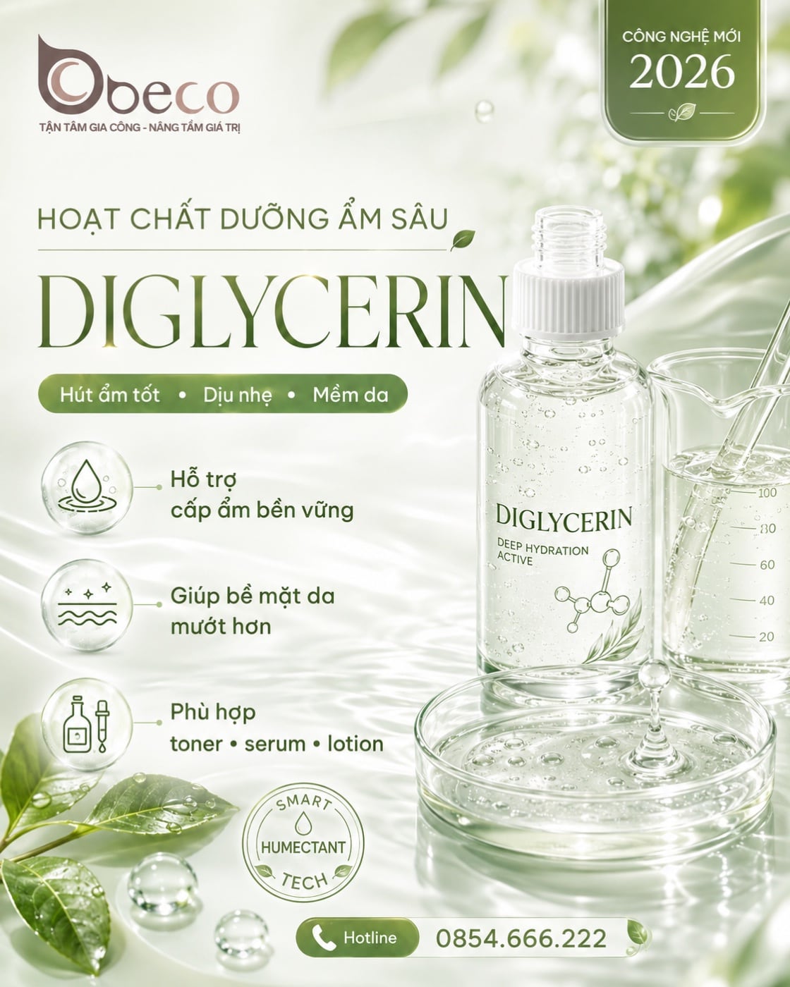 Nguyên liệu Diglycerin trong danh mục nguyên liệu của BECO