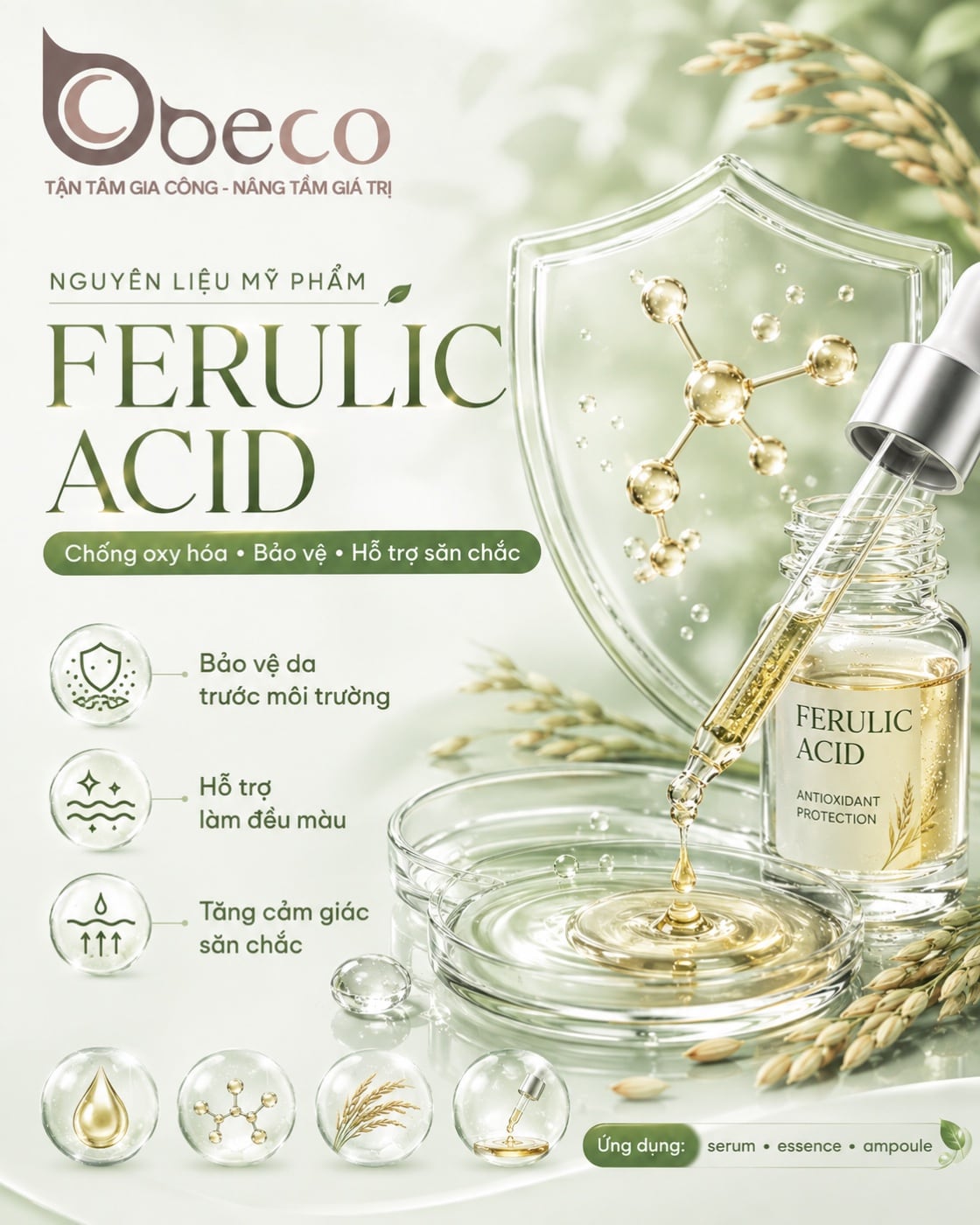 Nguyên liệu Ferulic Acid trong danh mục nguyên liệu của BECO