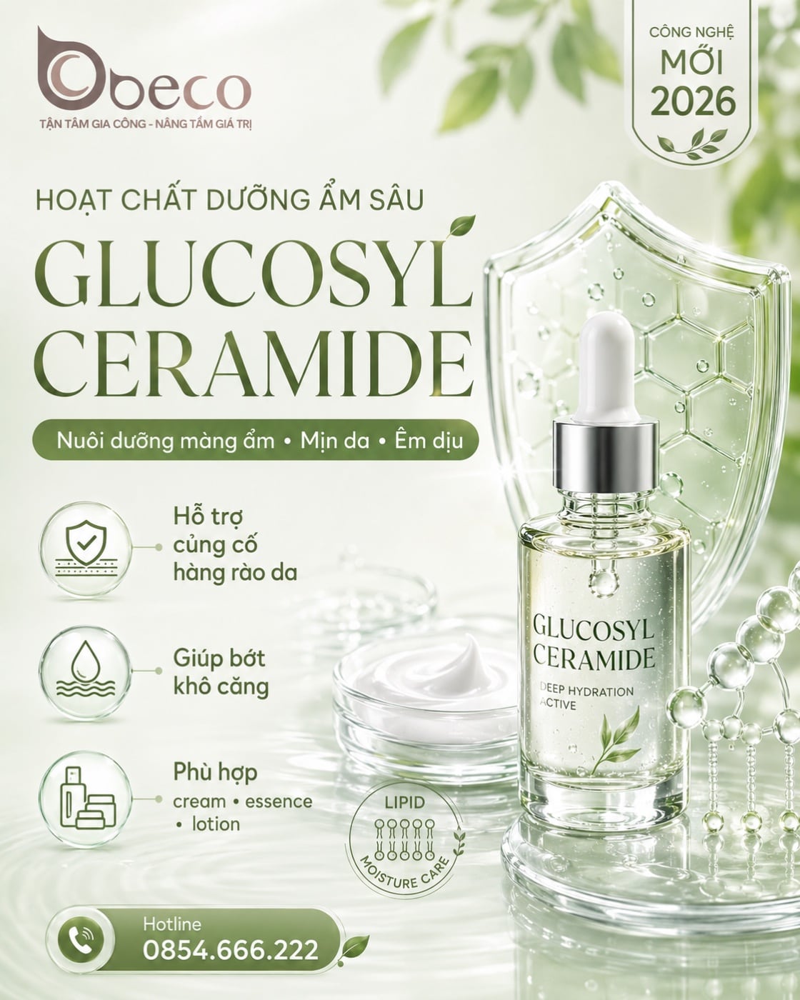 Nguyên liệu Glucosyl Ceramide trong danh mục nguyên liệu của BECO