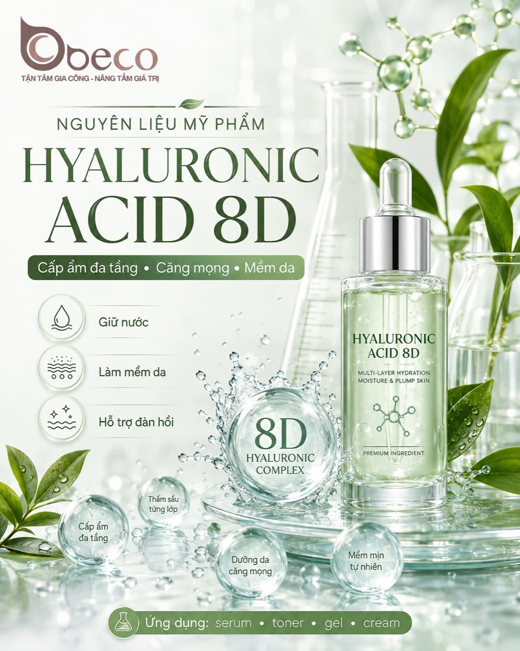 Nguyên liệu Hyaluronic Acid 8D trong danh mục nguyên liệu của BECO