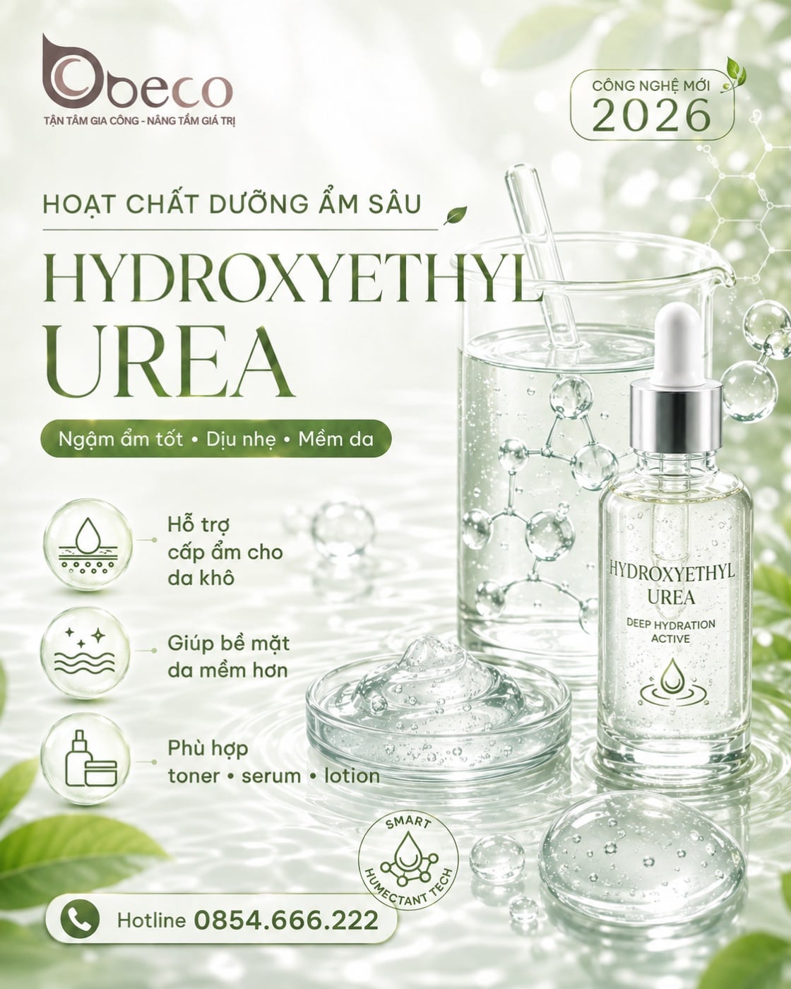 Nguyên liệu Hydroxyethyl Urea trong danh mục nguyên liệu của BECO