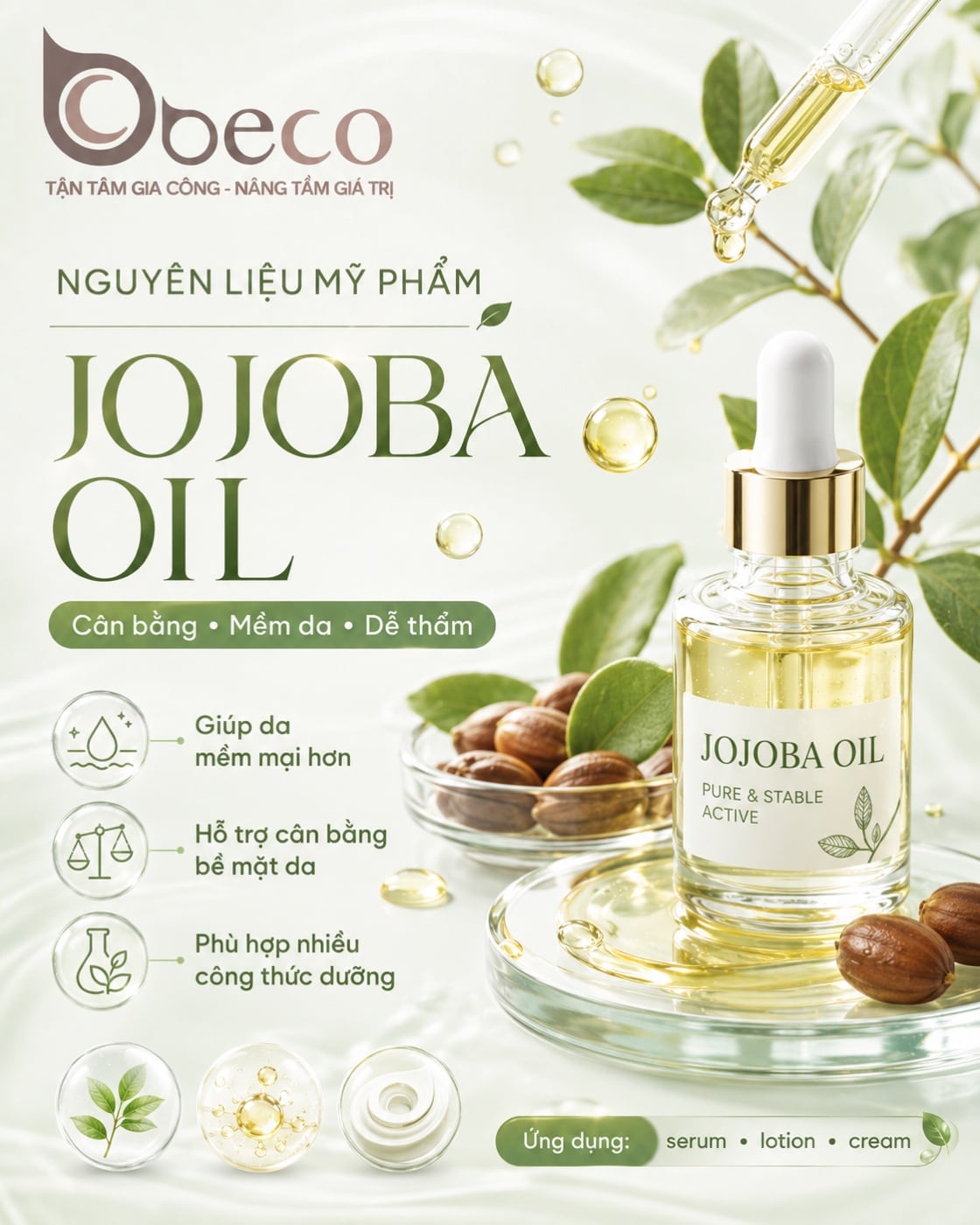 Nguyên liệu Jojoba Oil trong danh mục nguyên liệu của BECO