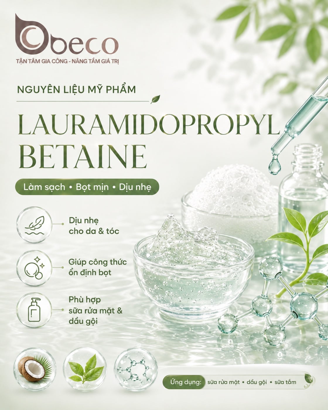 Nguyên liệu Lauramidopropyl Betaine trong danh mục nguyên liệu của BECO