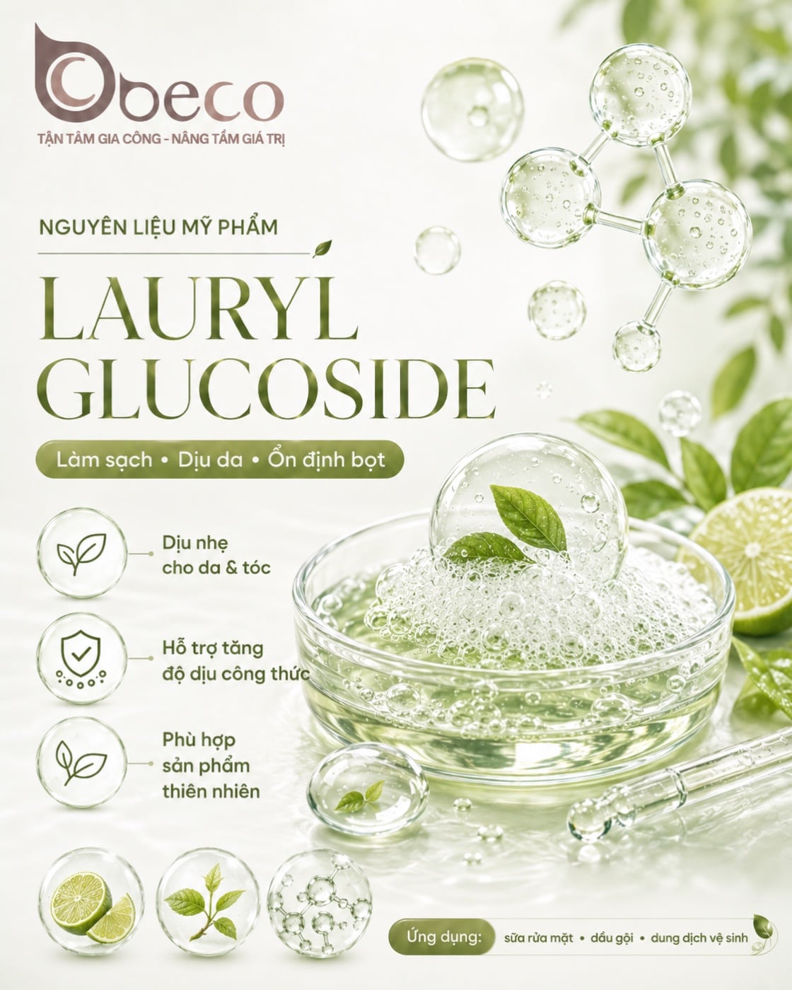 Nguyên liệu Lauryl Glucoside trong danh mục nguyên liệu của BECO