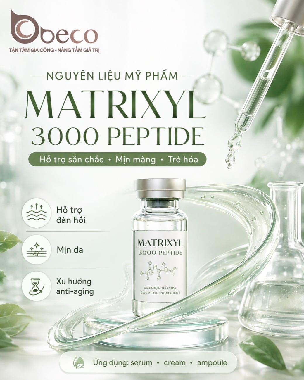 Nguyên liệu Matrixyl 3000 Peptide trong danh mục của BECO