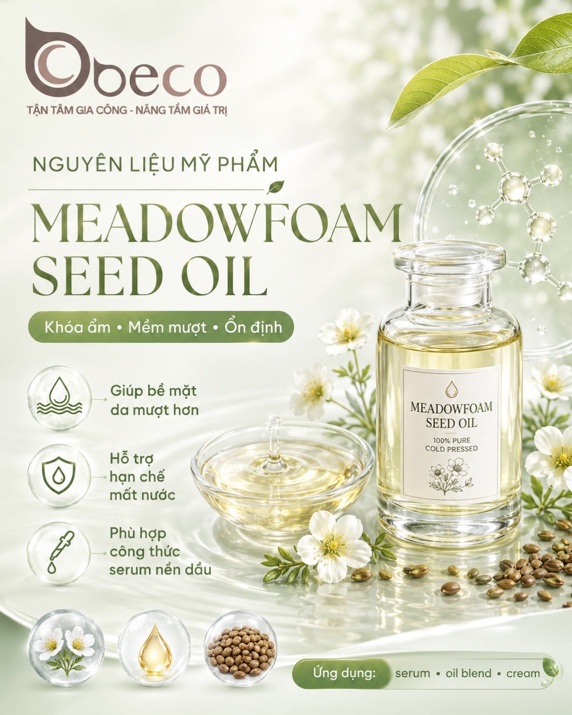 Nguyên liệu Meadowfoam Seed Oil trong danh mục nguyên liệu của BECO
