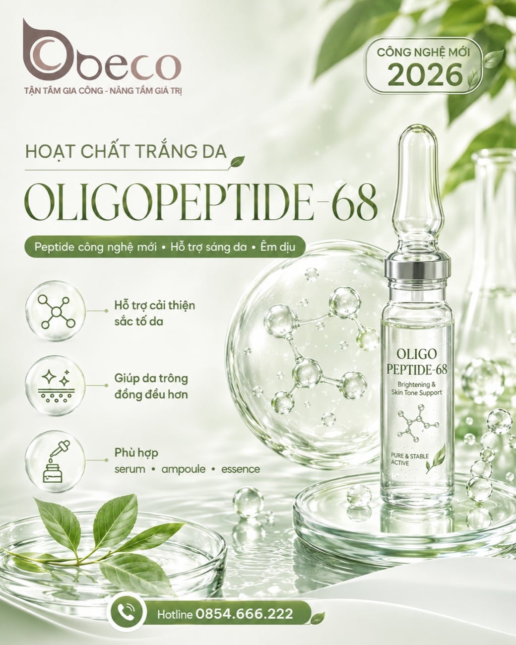 Nguyên liệu Oligopeptide 68 trong danh mục của BECO