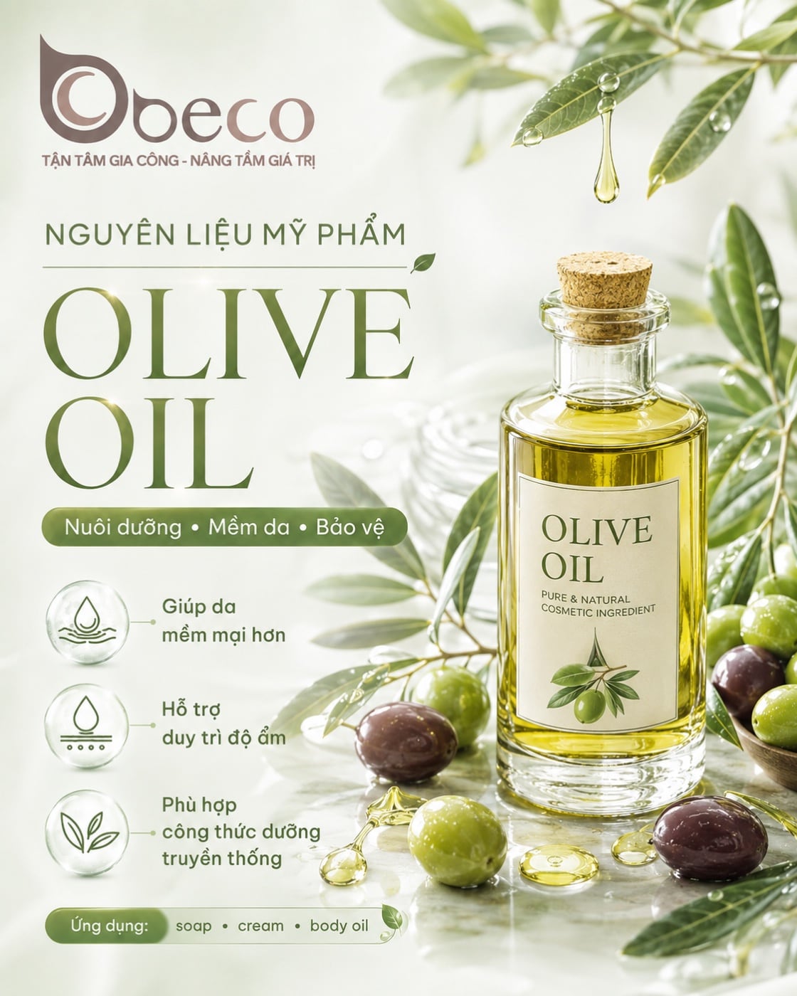 Nguyên liệu Olive Oil trong danh mục nguyên liệu của BECO
