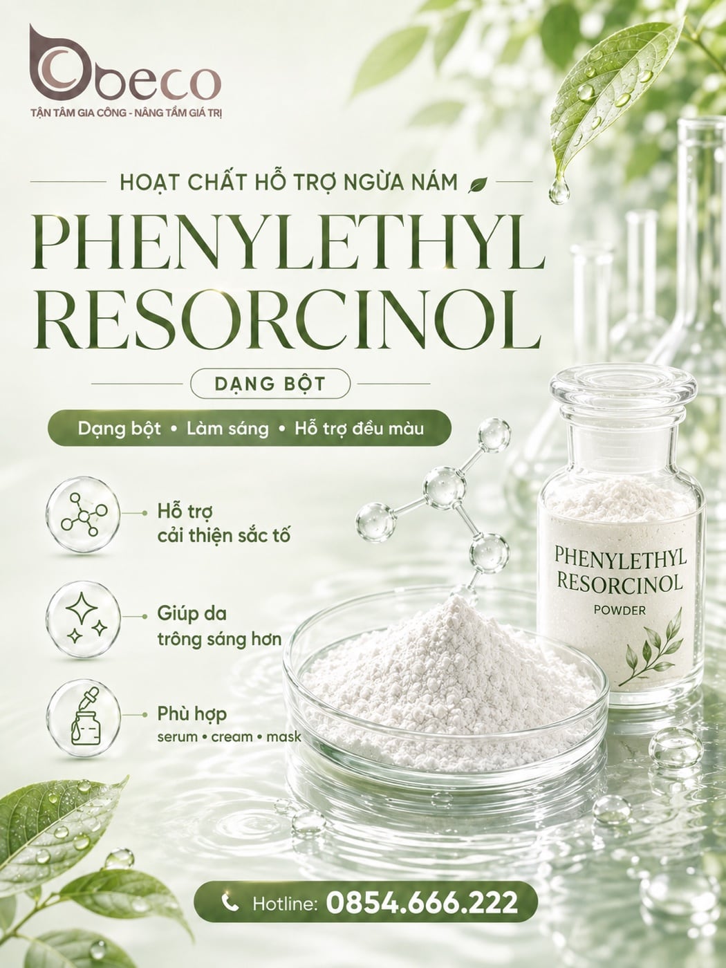 Nguyên liệu Phenylethyl Resorcinol (dạng bột) trong danh mục nguyên liệu của BECO