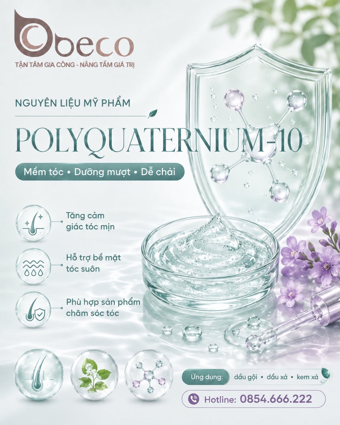 Nguyên liệu Polyquaternium-10 trong danh mục nguyên liệu của BECO