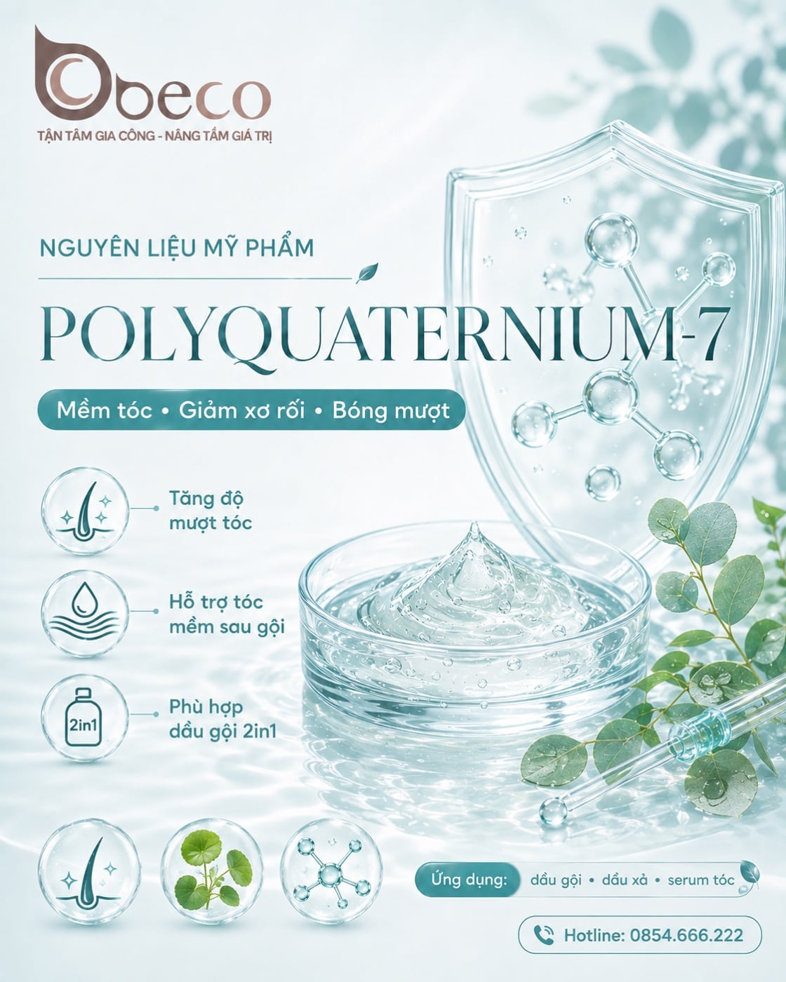Nguyên liệu Polyquaternium-7 trong danh mục nguyên liệu của BECO