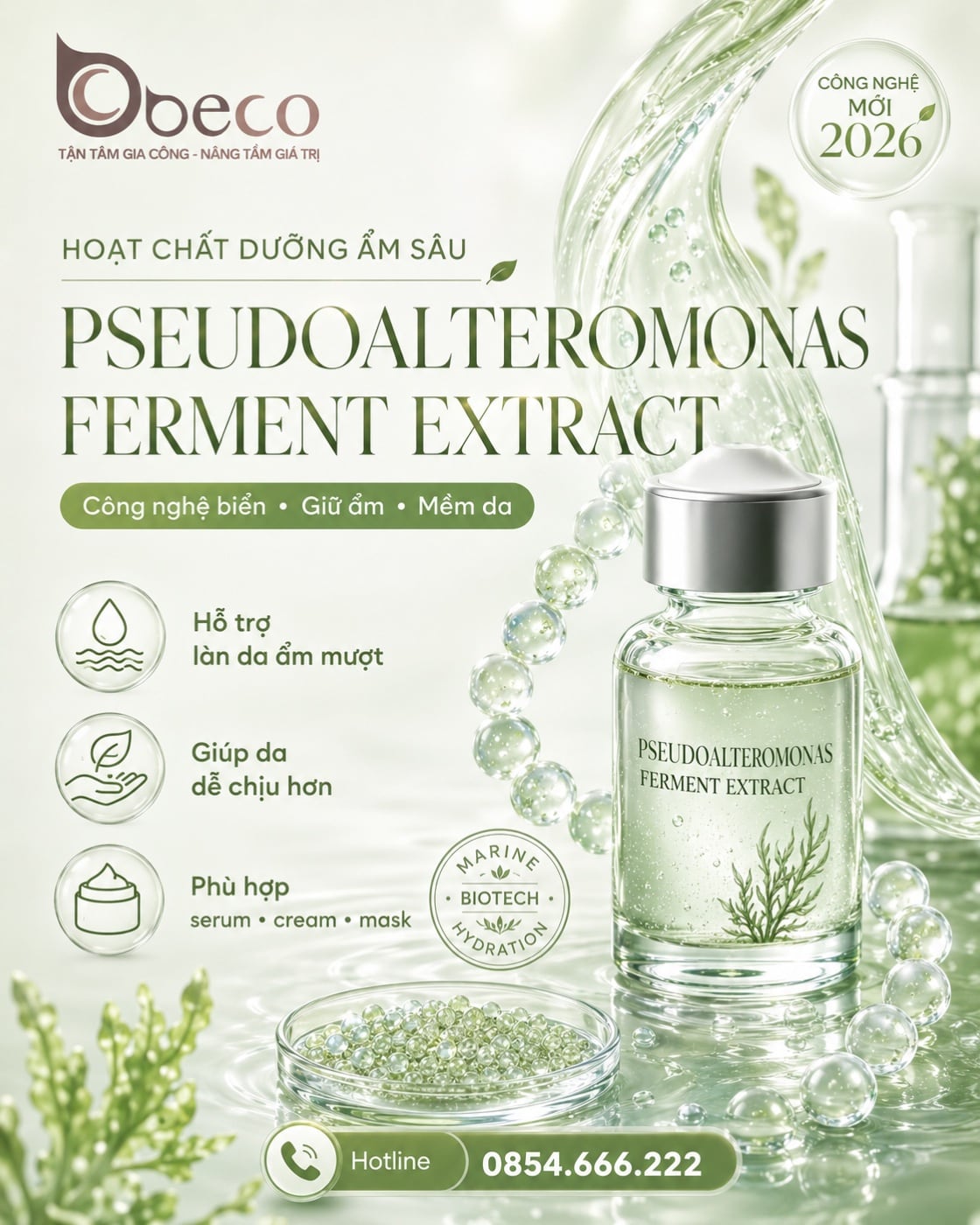 Nguyên liệu Pseudoalteromonas Ferment Extract trong danh mục nguyên liệu của BECO