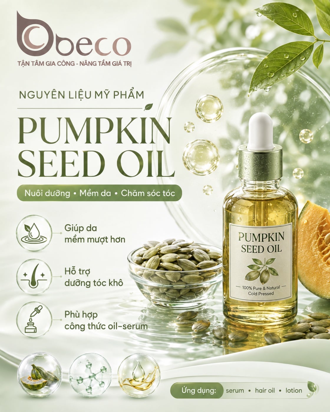 Nguyên liệu Pumpkin Seed Oil trong danh mục nguyên liệu của BECO