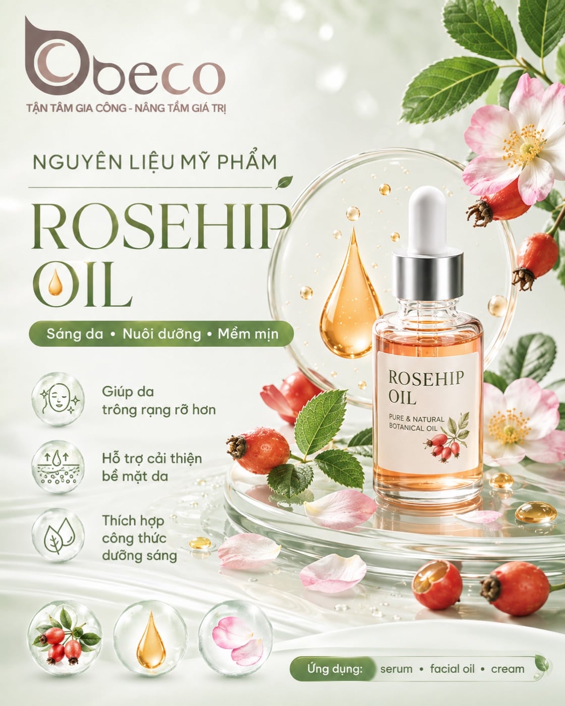 Nguyên liệu Rosehip Oil trong danh mục nguyên liệu của BECO