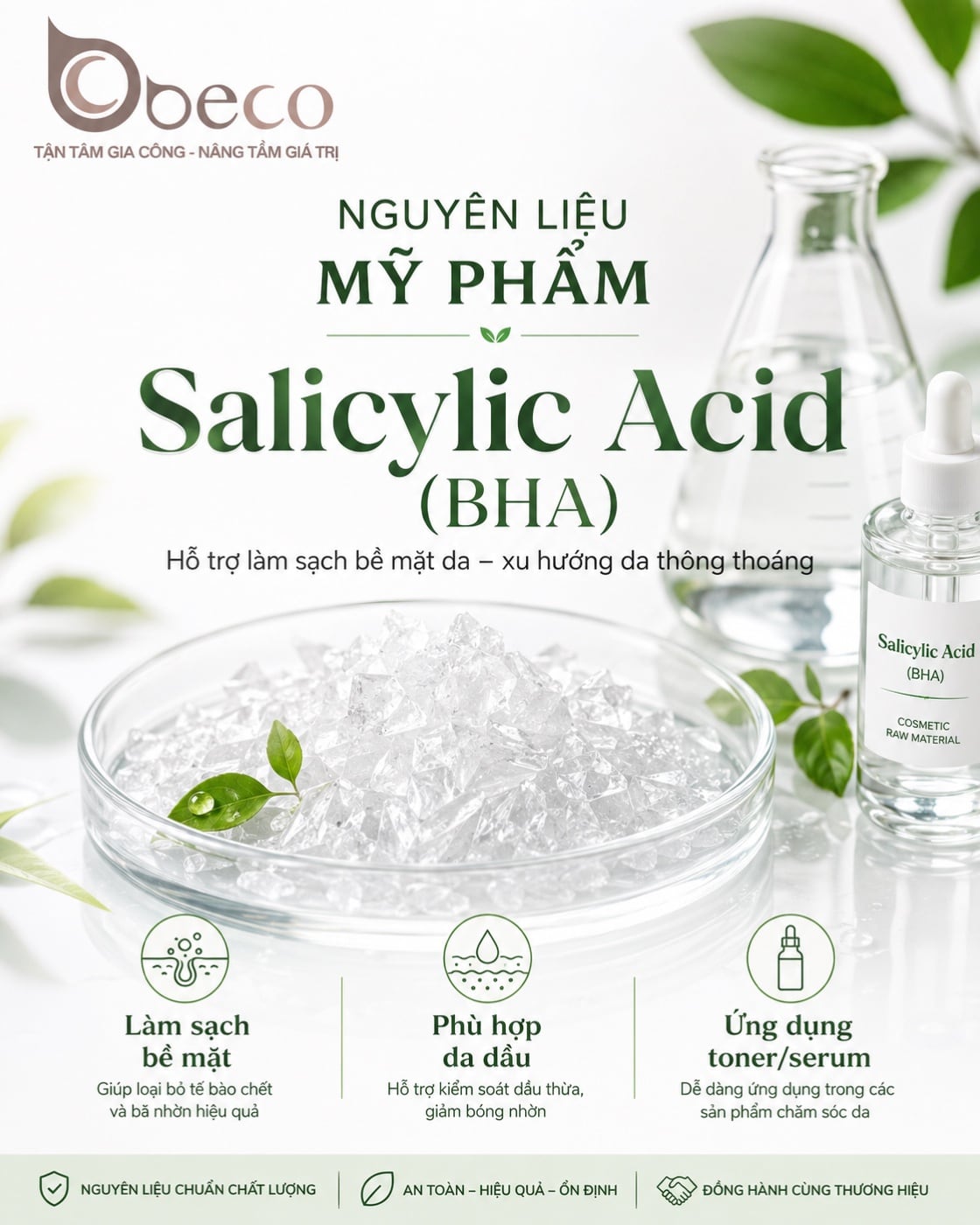 Nguyên liệu Salicylic Acid (BHA) trong danh mục nguyên liệu của BECO