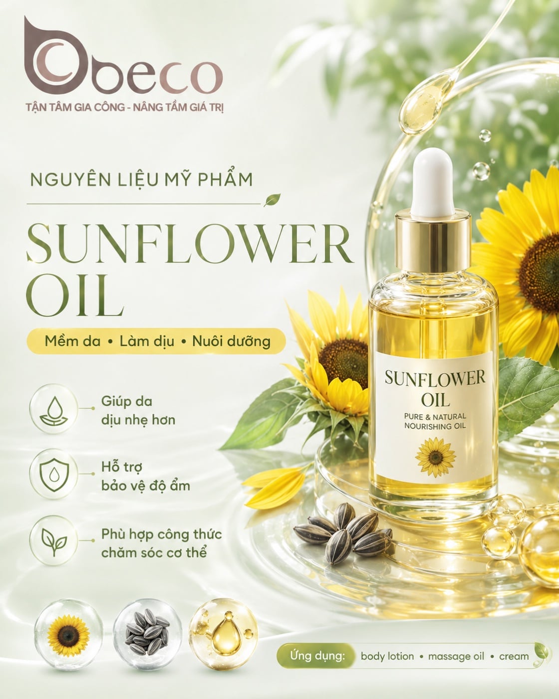 Nguyên liệu Sunflower Oil trong danh mục nguyên liệu của BECO