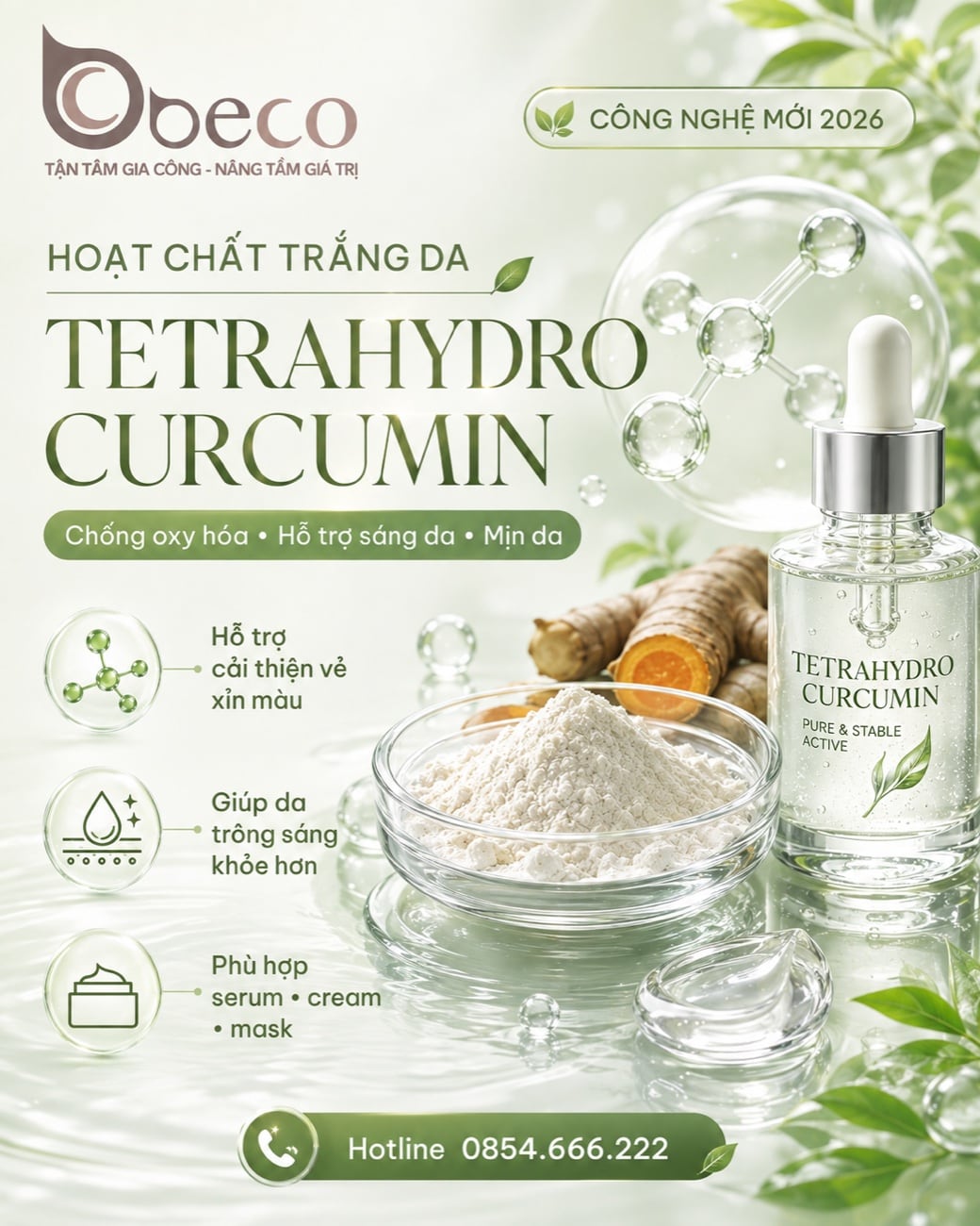 Nguyên liệu Tetrahydrocurcumin trong danh mục của BECO