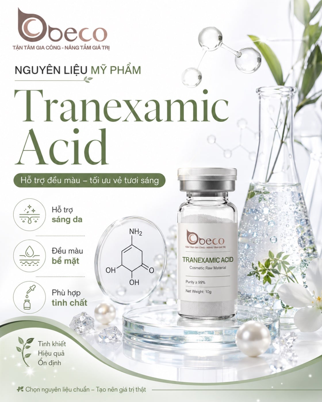 Nguyên liệu Tranexamic Acid trong danh mục nguyên liệu của BECO