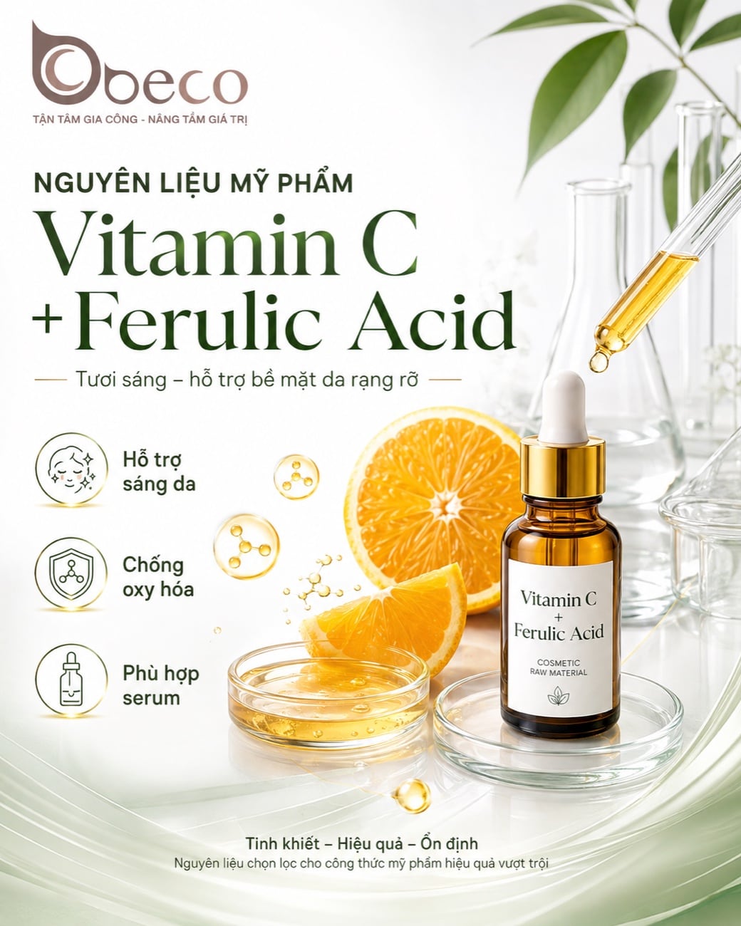 Nguyên liệu Vitamin C kết hợp Ferulic Acid trong danh mục của BECO