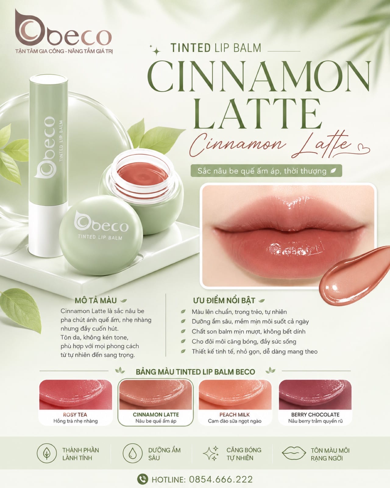 Thẻ màu son TB-07 Cinnamon Latte (Cinnamon Latte) do BECO gia công