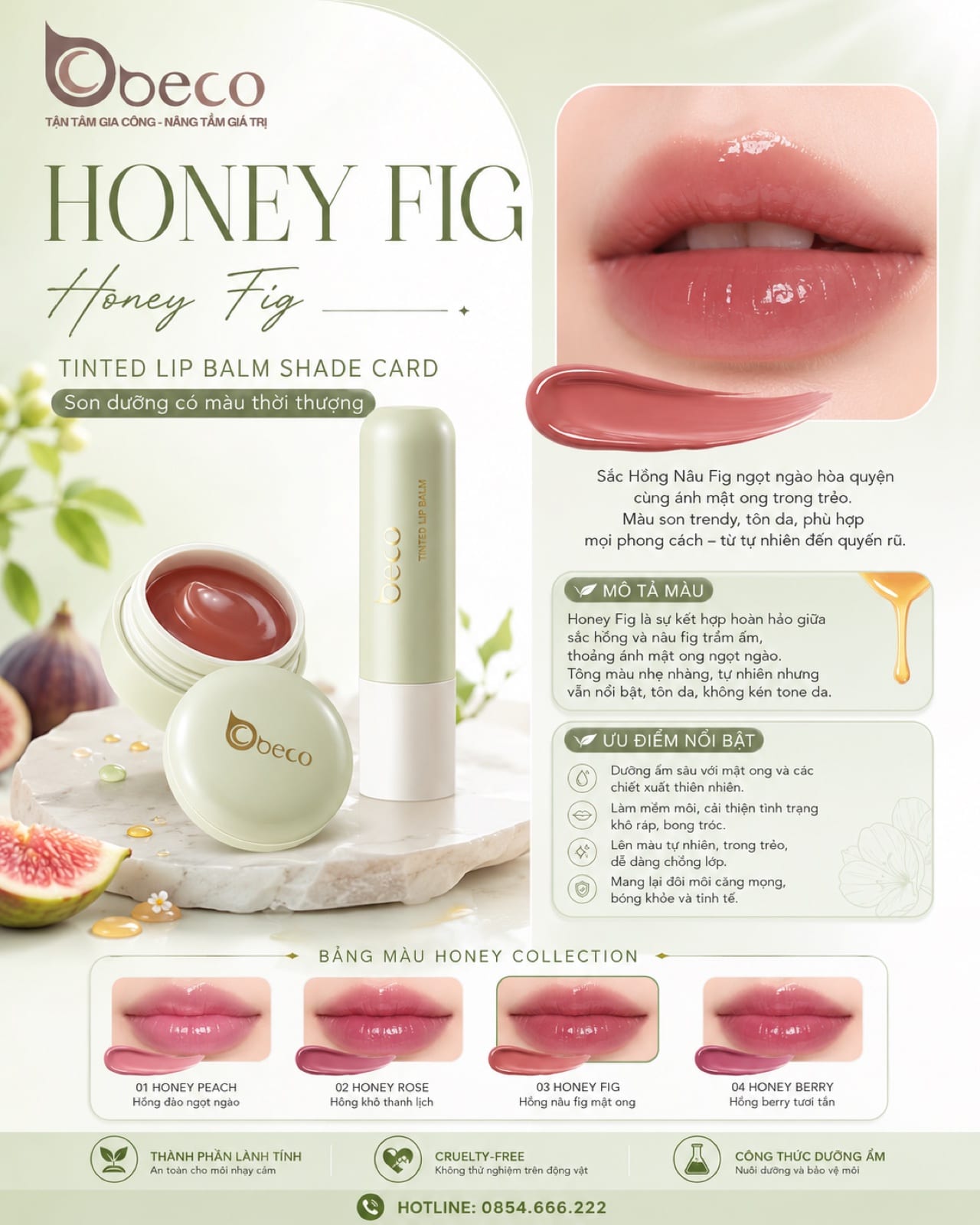 Thẻ màu son TB-08 Honey Fig (Honey Fig) do BECO gia công