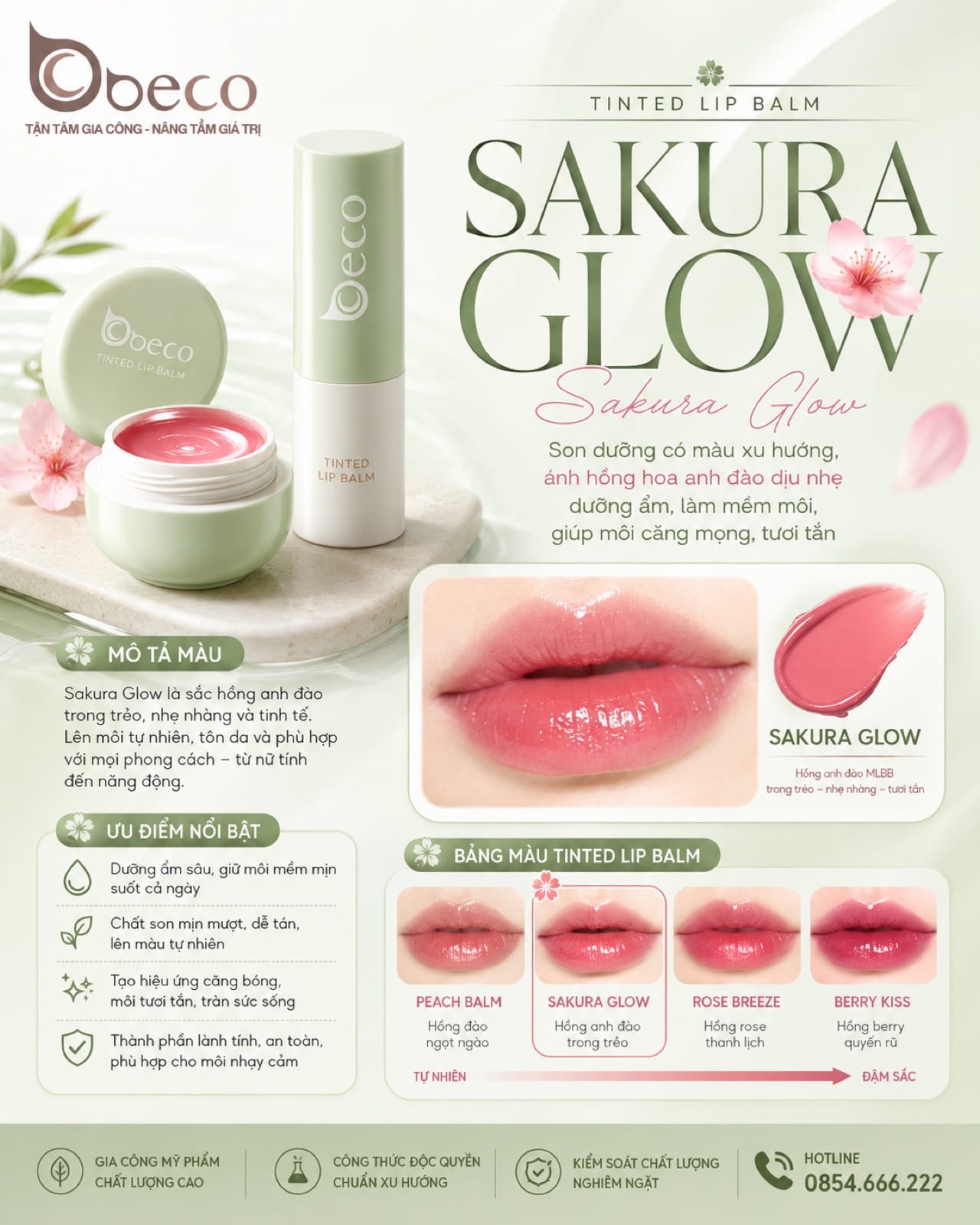 Thẻ màu son TB-06 Sakura Glow (Sakura Glow) do BECO gia công