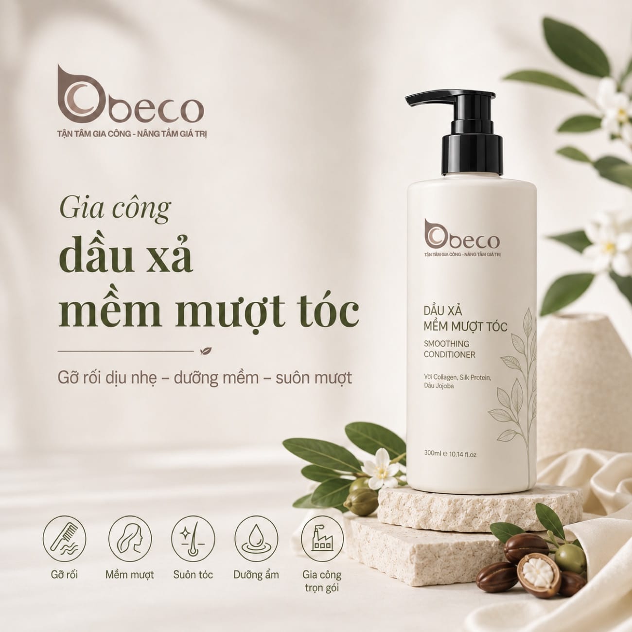 Dầu xả mềm mượt tóc do BECO gia công
