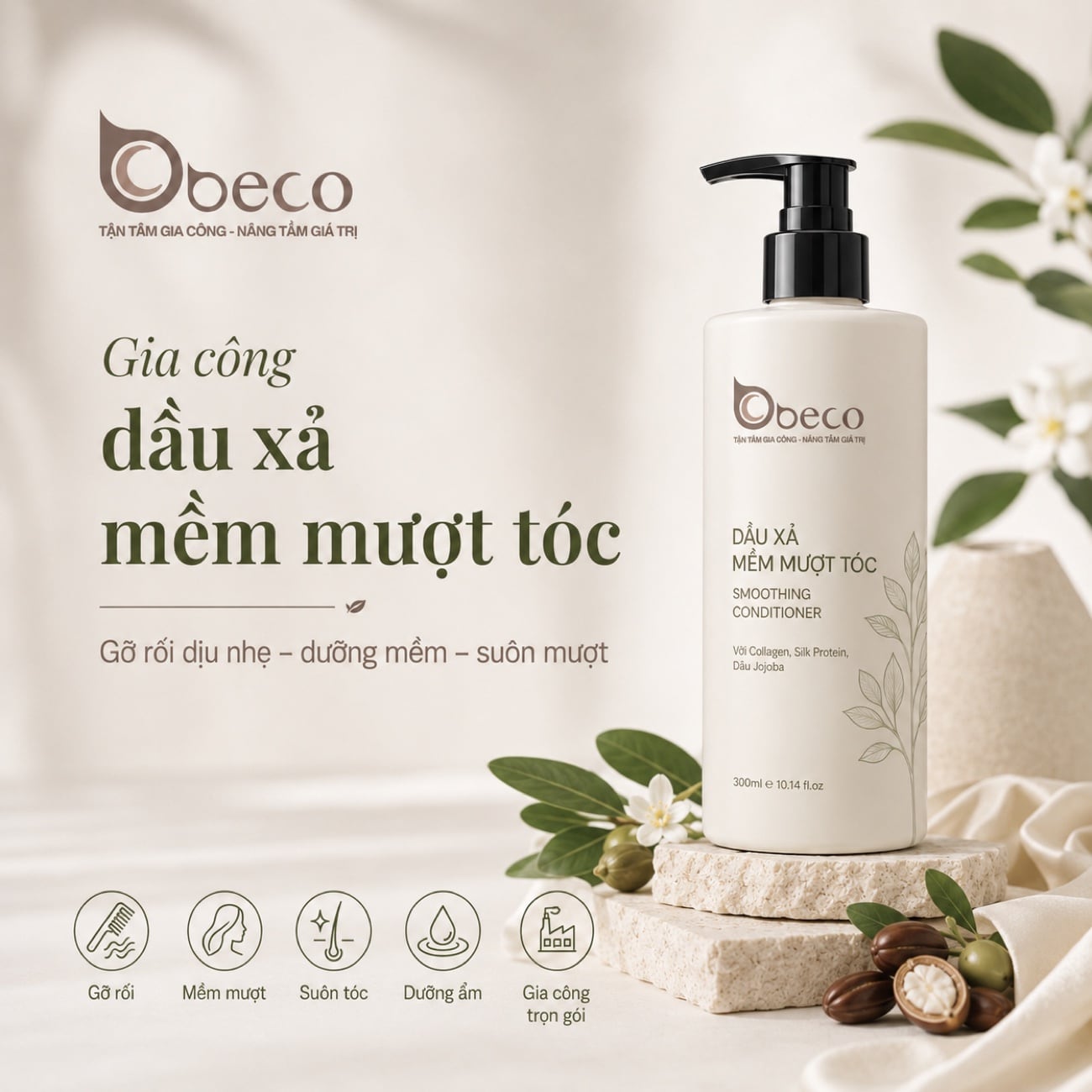 Dầu xả mềm mượt tóc do BECO gia công