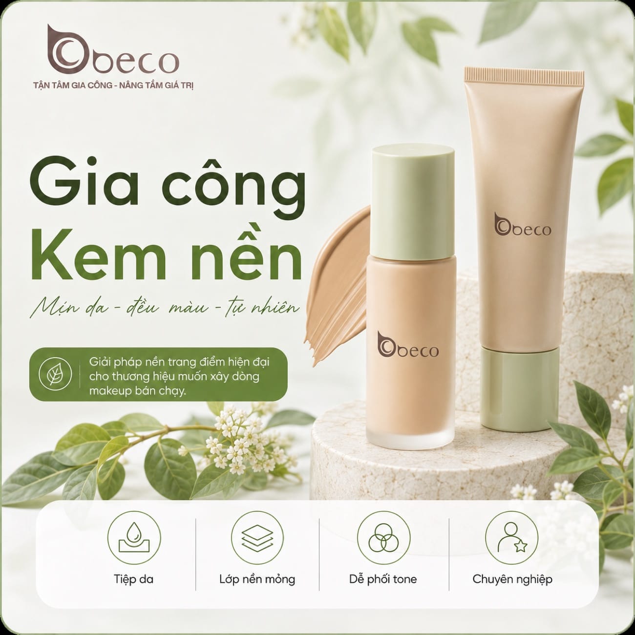 Kem nền dạng chai và dạng tuýp do BECO gia công