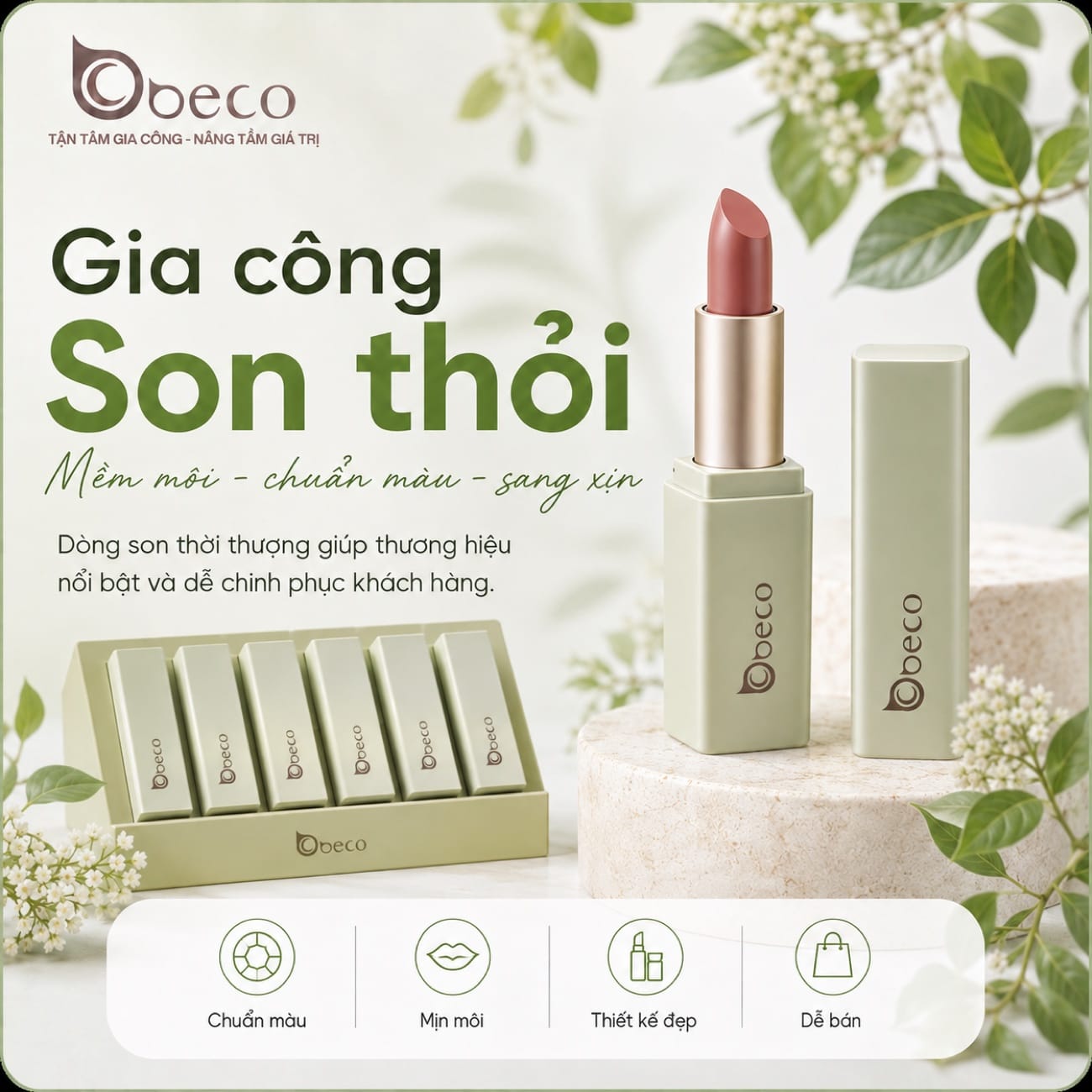 Son thỏi do BECO gia công, dòng vỏ xanh ô liu