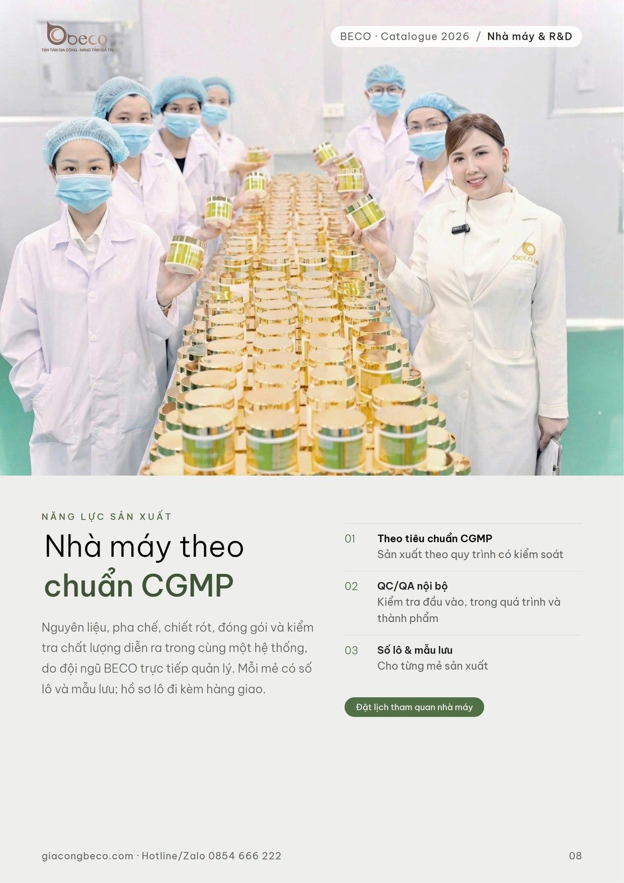 Trang năng lực nhà máy trong catalogue BECO 2026