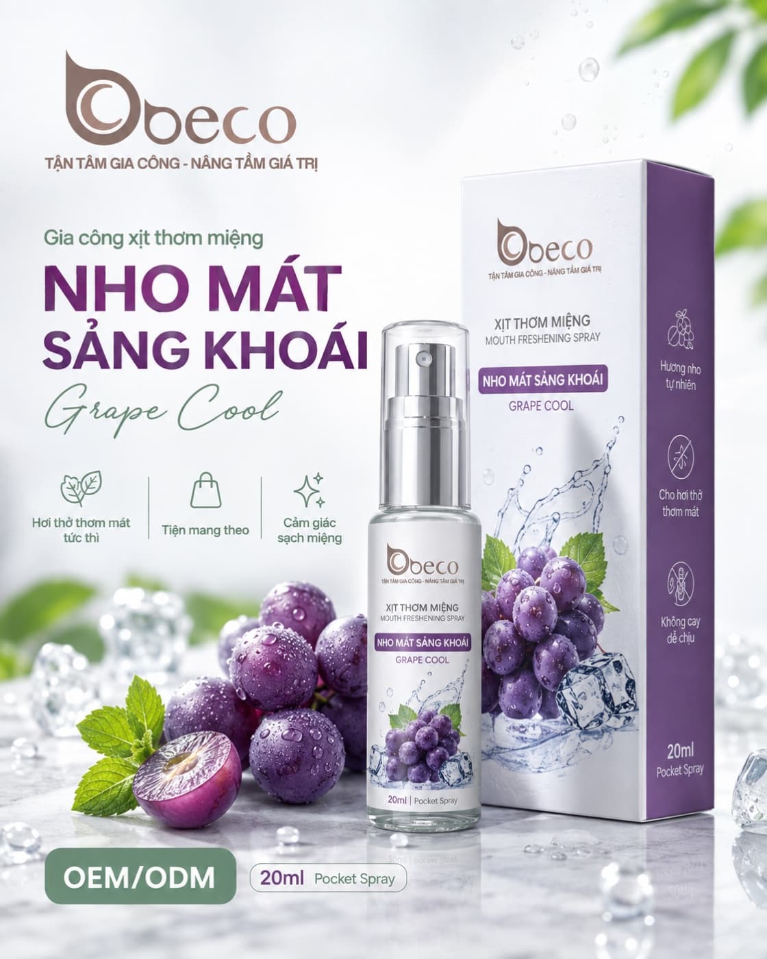 Xịt thơm miệng hương nho Grape Cool của BECO