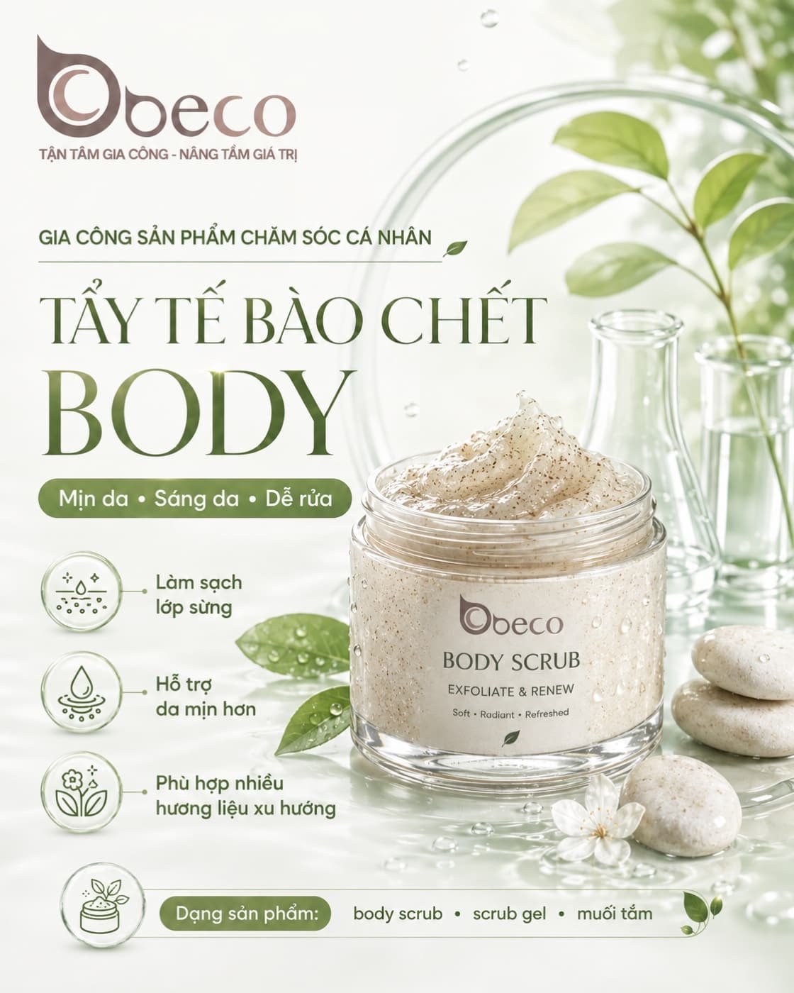 Tẩy tế bào chết body nền kem của BECO
