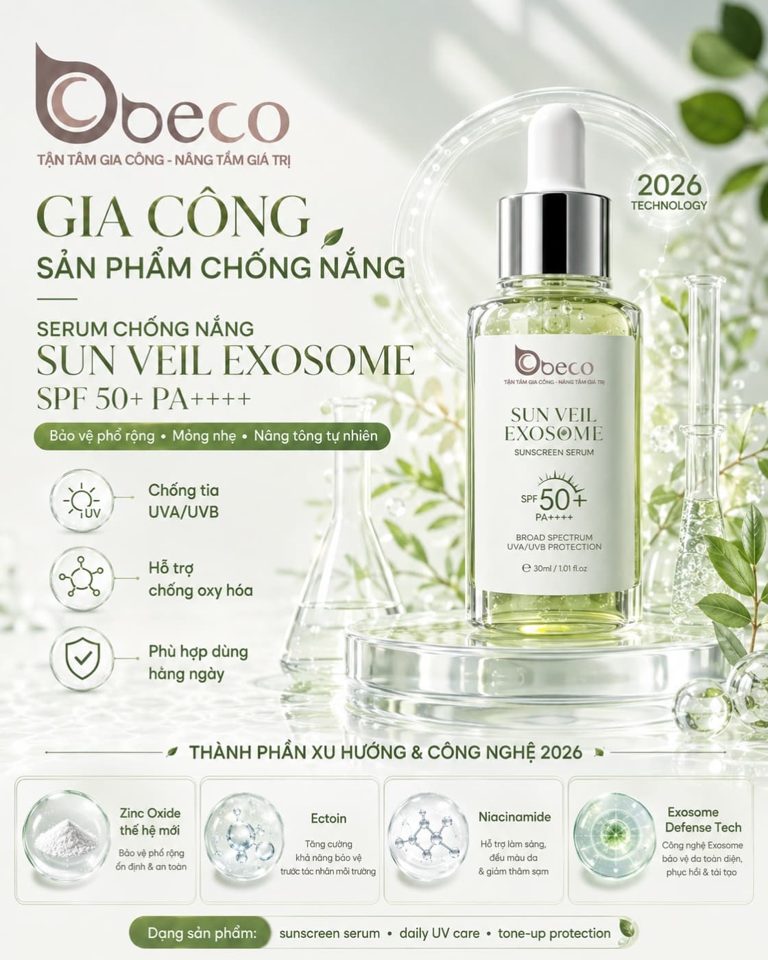 Serum chống nắng Sun Veil Exosome SPF 50+ PA++++ do BECO gia công