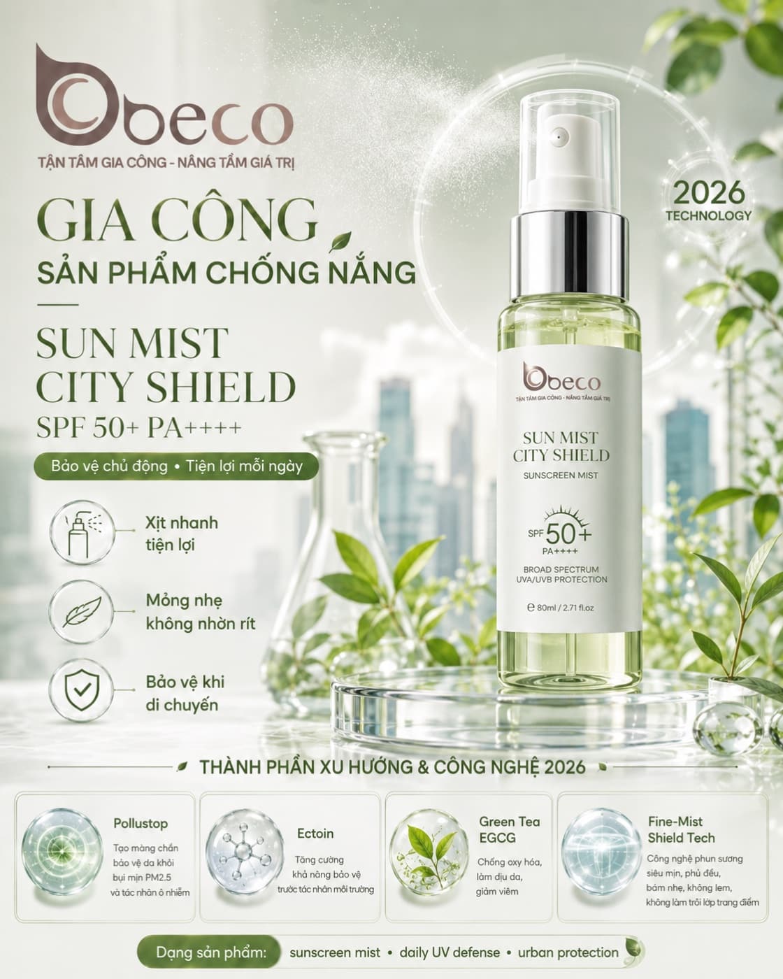 Xịt chống nắng Sun Mist City Shield của BECO