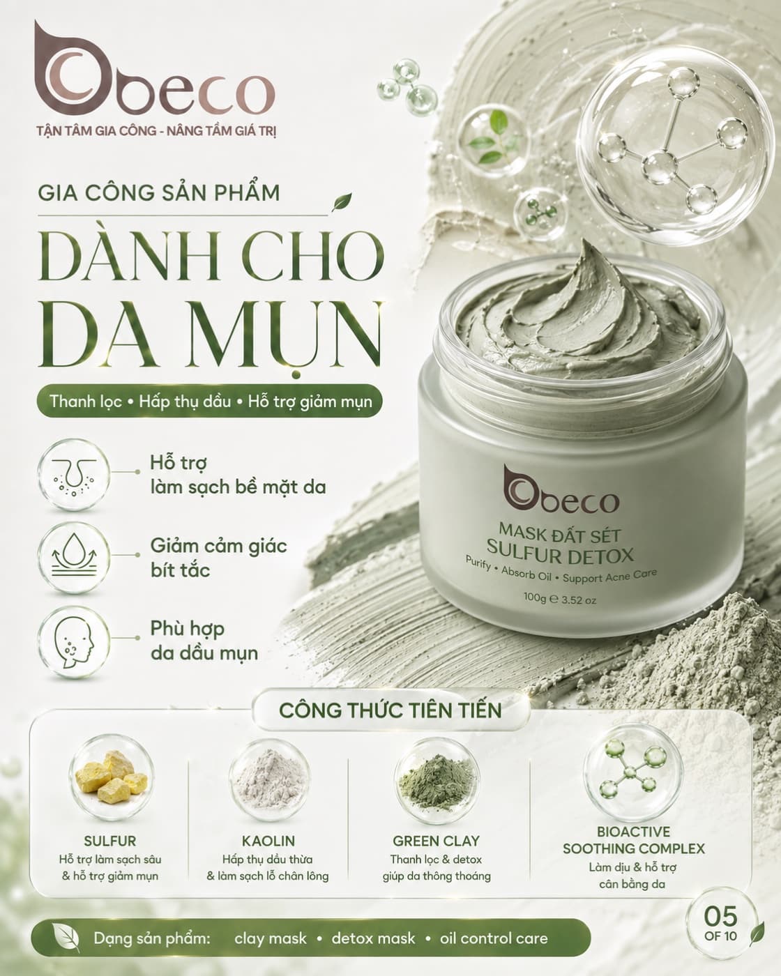 Mặt nạ đất sét thanh lọc cho da mụn của BECO
