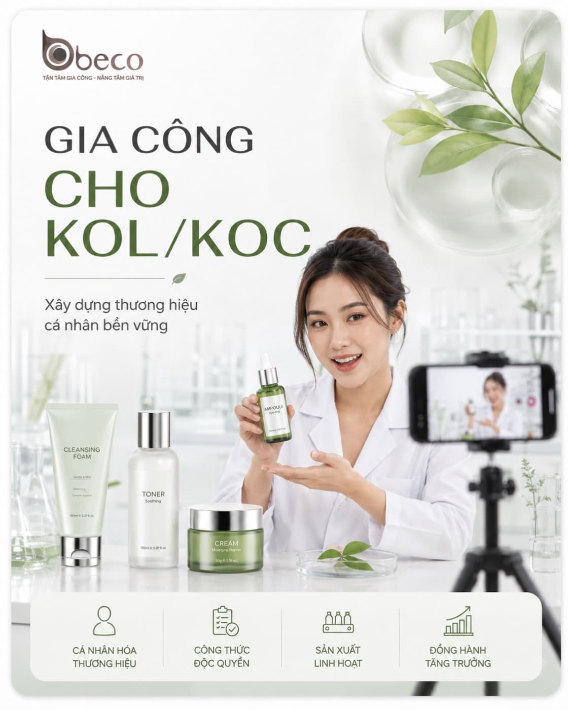 Người sáng tạo nội dung giới thiệu sản phẩm mỹ phẩm mang thương hiệu cá nhân
