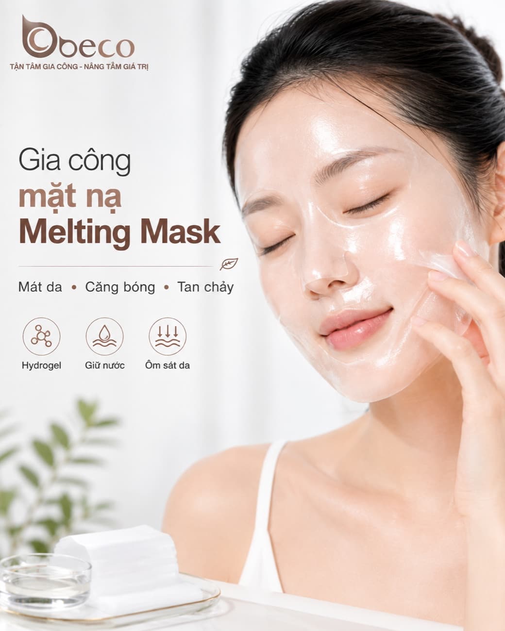 Mặt nạ Melting Mask dạng hydrogel do BECO gia công — gia công mặt nạ hydrogel