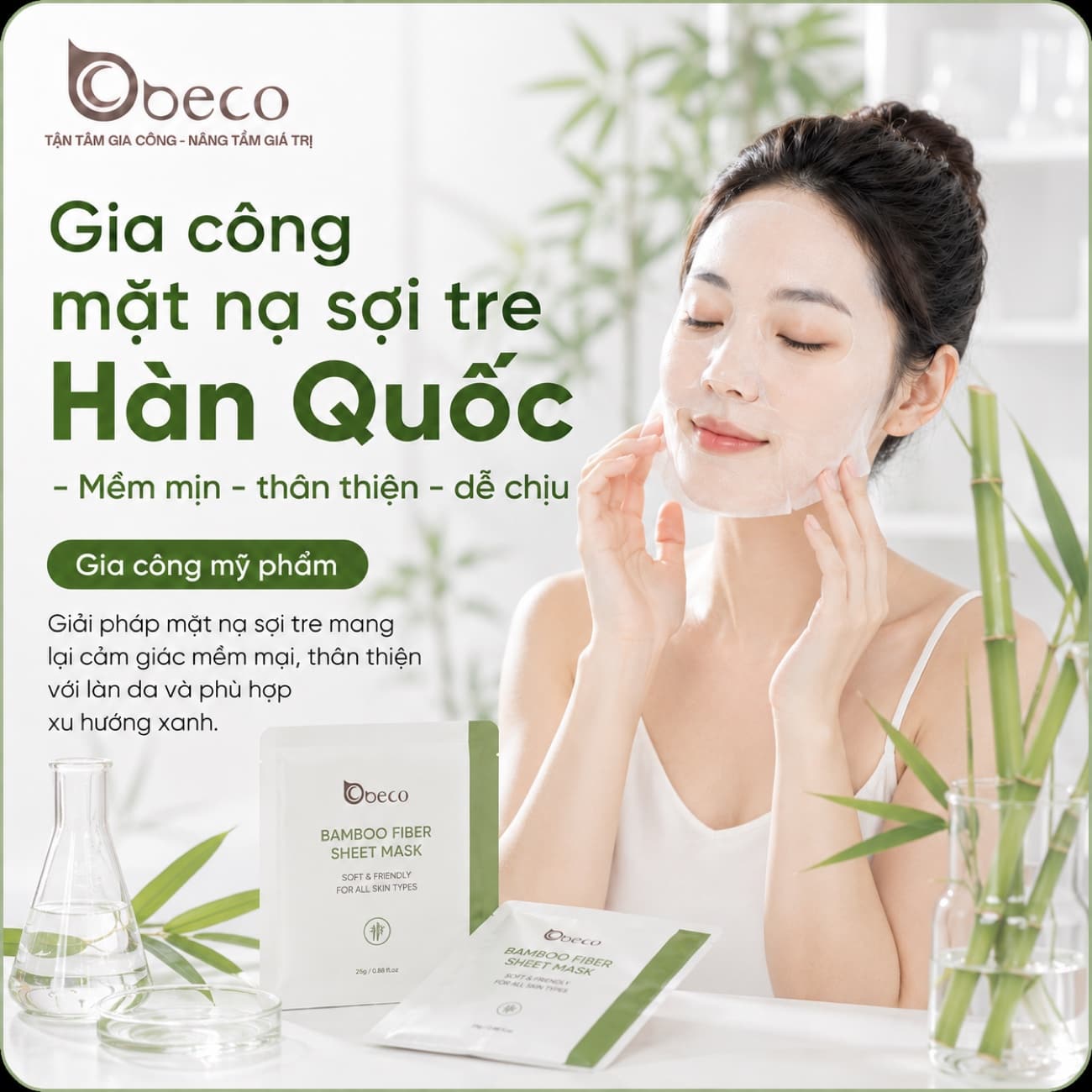 Mặt nạ sợi tre do BECO gia công