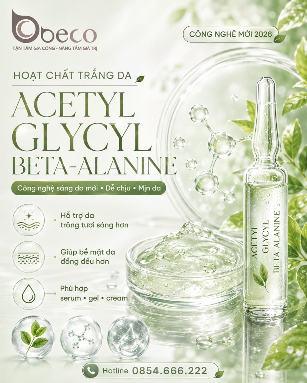 Nguyên liệu Acetyl Glycyl Beta-Alanine trong danh mục của BECO