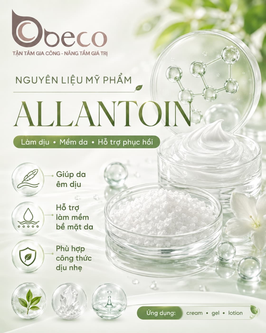 Nguyên liệu Allantoin trong danh mục nguyên liệu của BECO