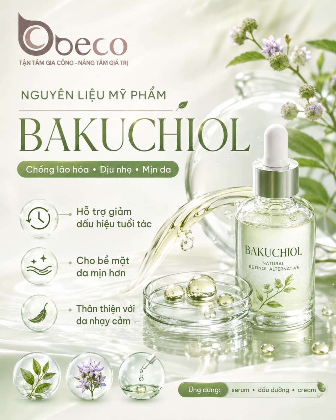 Nguyên liệu Bakuchiol trong danh mục nguyên liệu của BECO