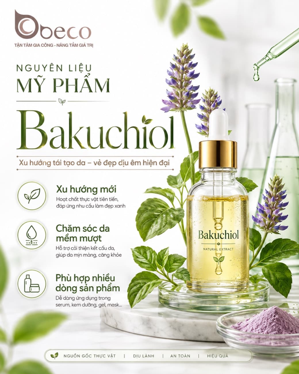 Nguyên liệu Bakuchiol trong danh mục nguyên liệu của BECO