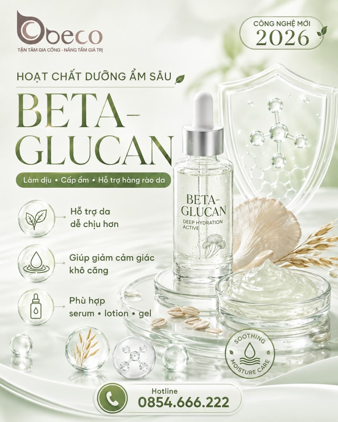 Thẻ Beta-Glucan — thẻ nhóm dưỡng ẩm sâu trong bộ thẻ hoạt chất dưỡng ẩm sâu của BECO